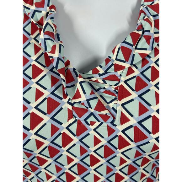 J. McLaughlin Durham Ruffle Top Size XS Geometric Diamond Print 3/4 Sleeve - Picture 10 of 13